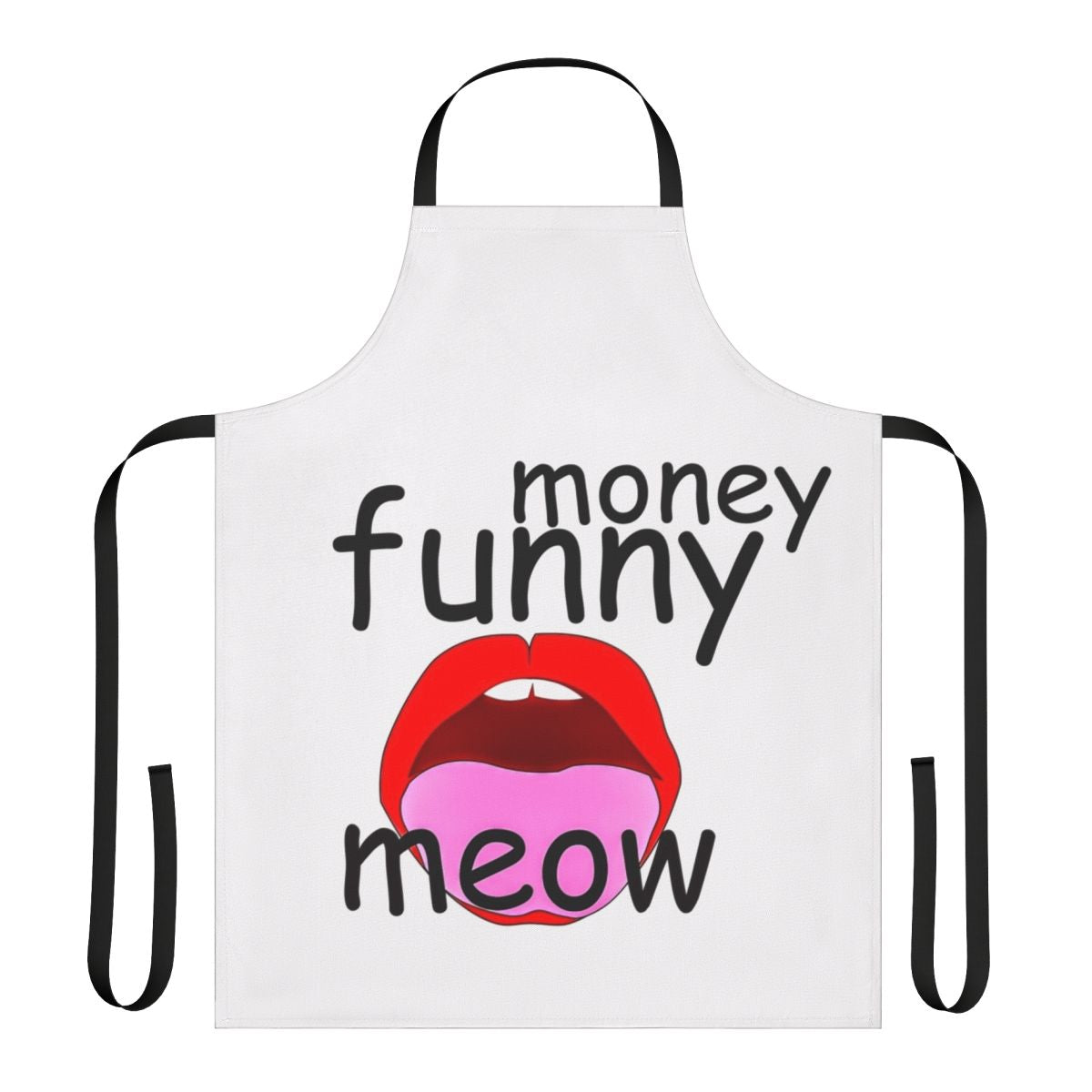 Colorful and humorous apron featuring various designs and patterns