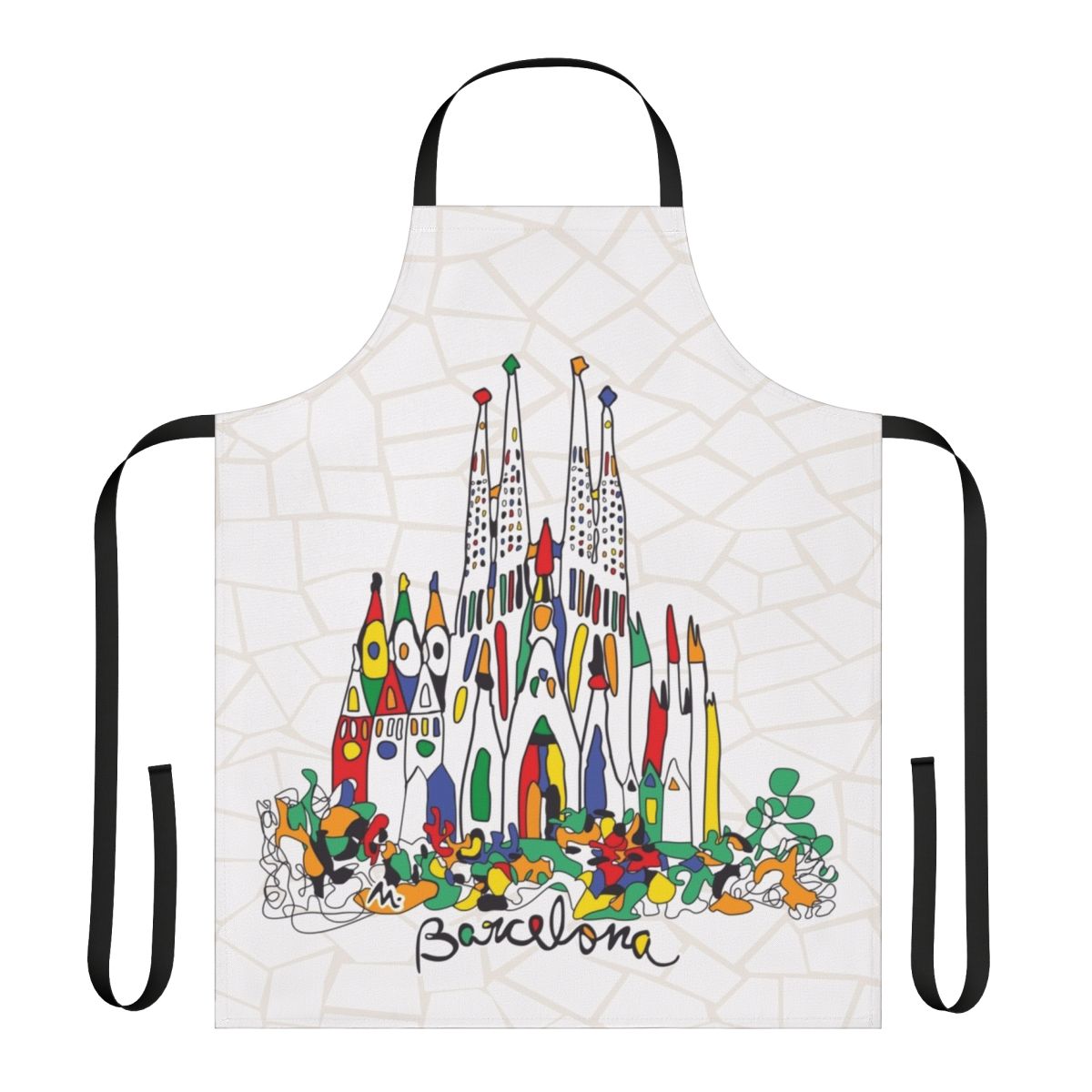 Apron featuring the iconic Sagrada Familia cathedral in Barcelona, Spain
