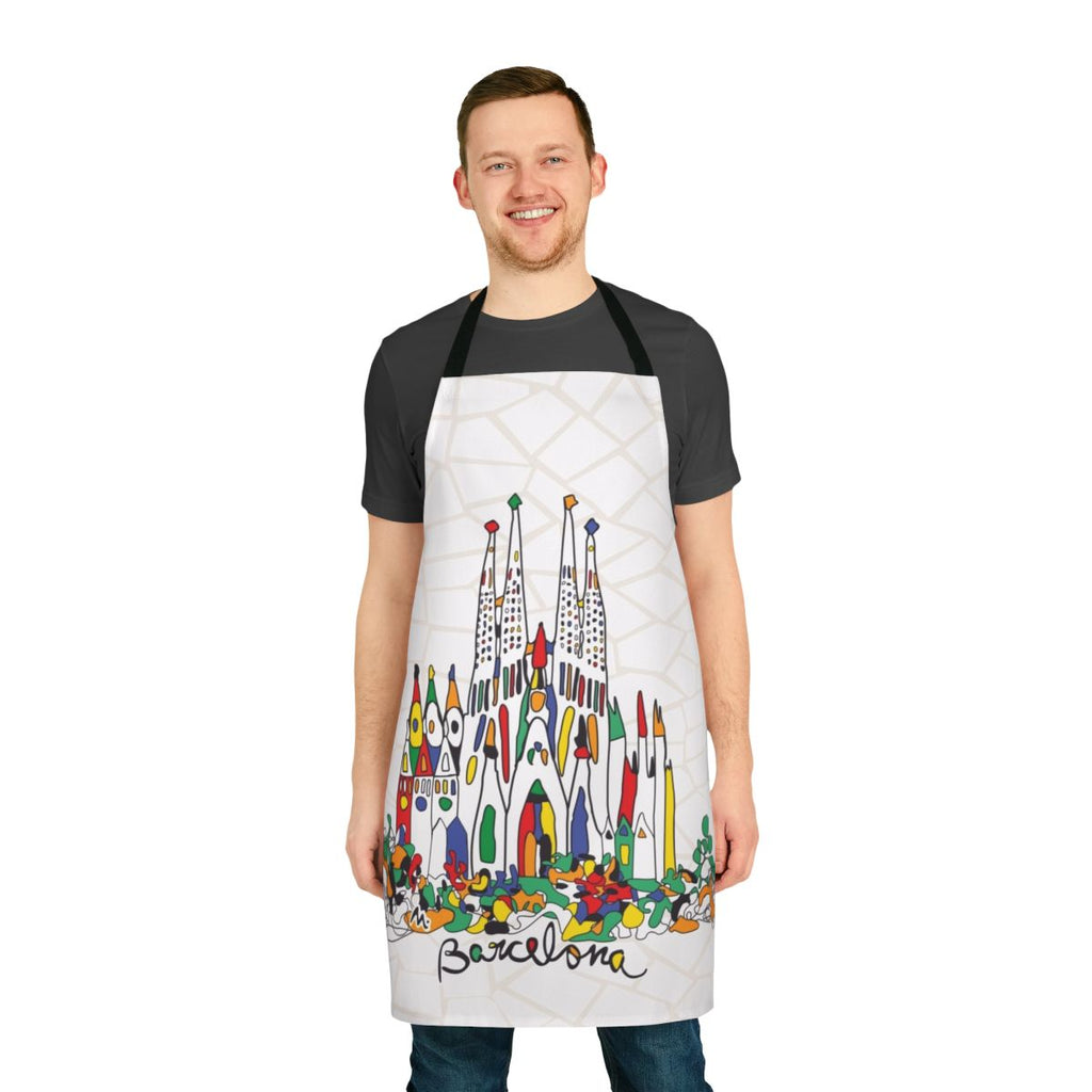 Apron featuring the iconic Sagrada Familia cathedral in Barcelona, Spain