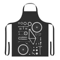 Bicycle exploded view image printed on an apron