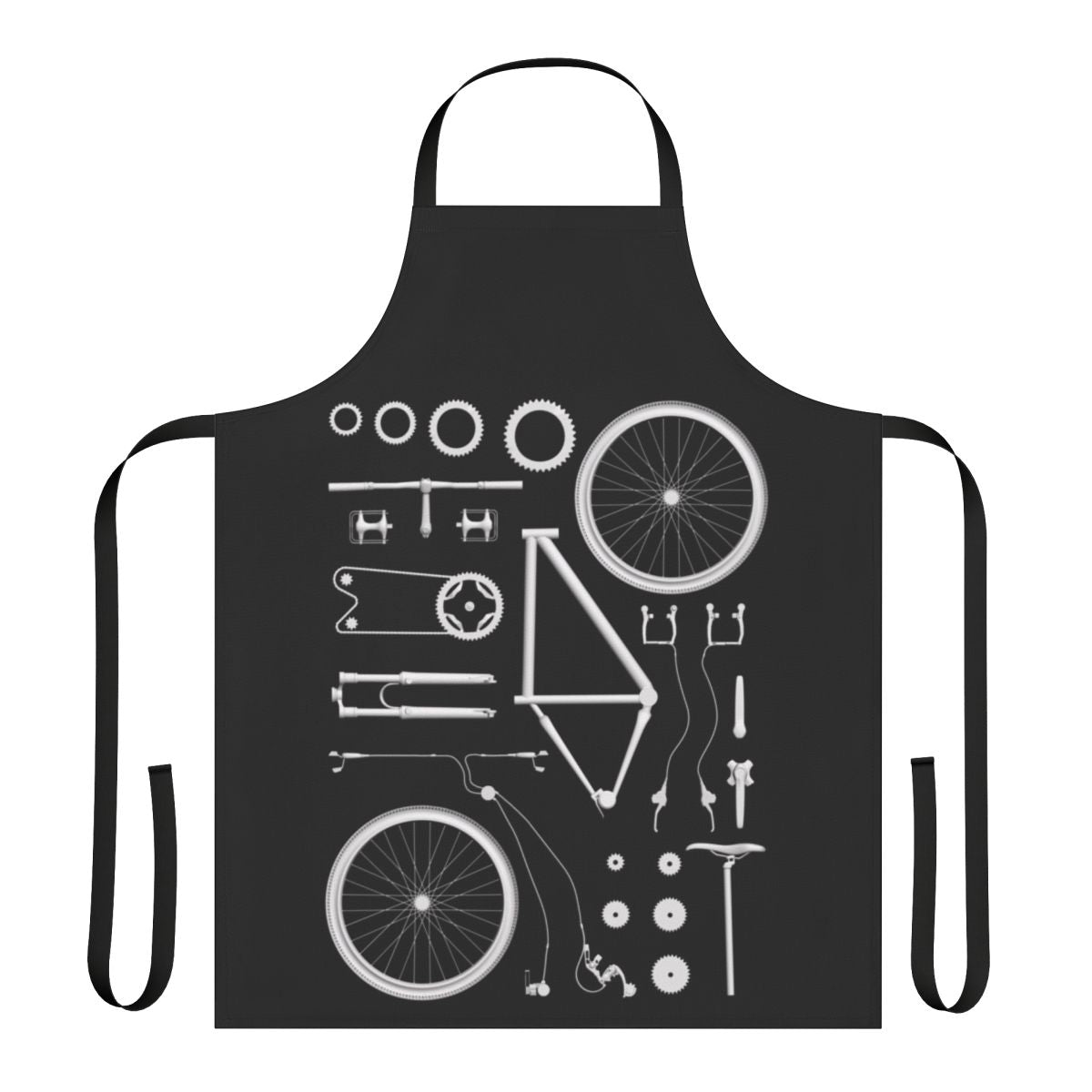 Bicycle exploded view image printed on an apron