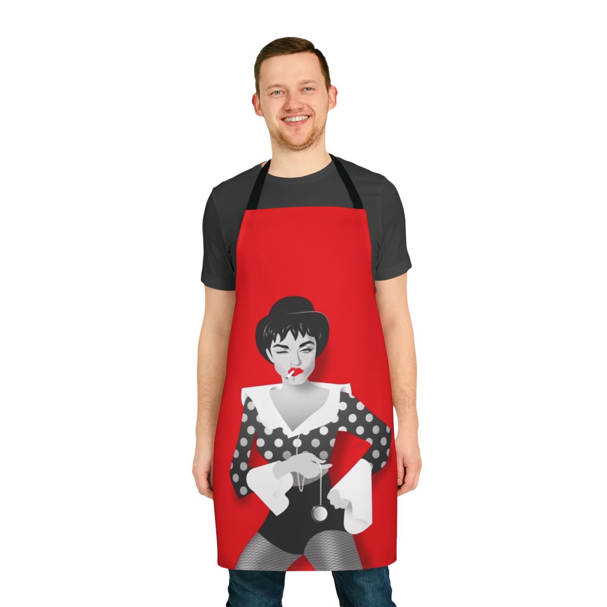 Bowler Hat Polka Dot Apron with Artistic Design by Alejandro Mogollo