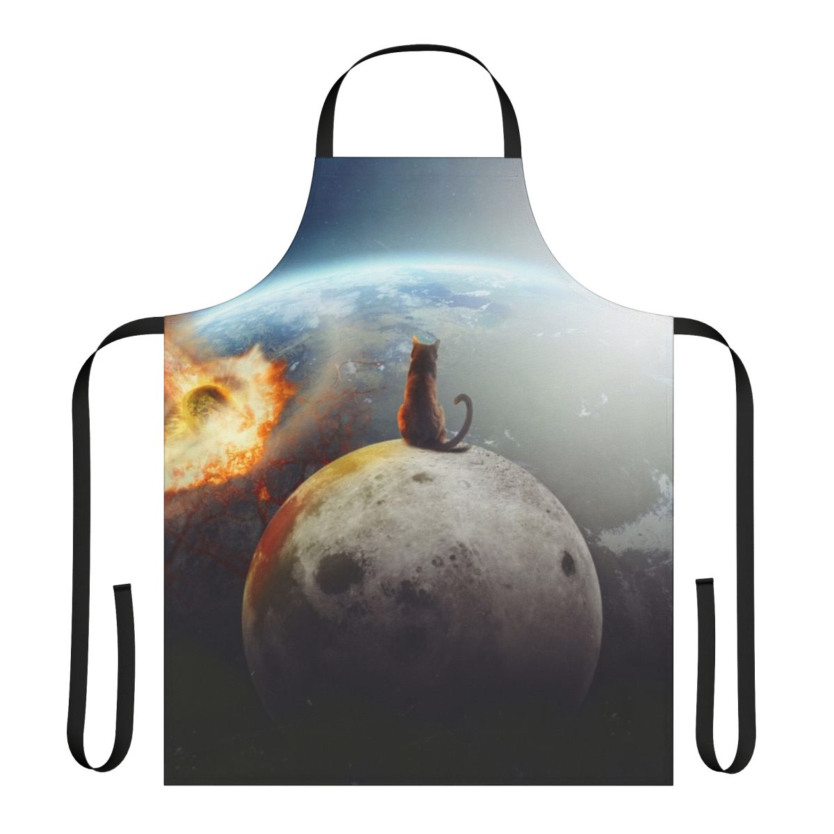 Artistic cat photomanipulation design on a high-quality vintage-style apron