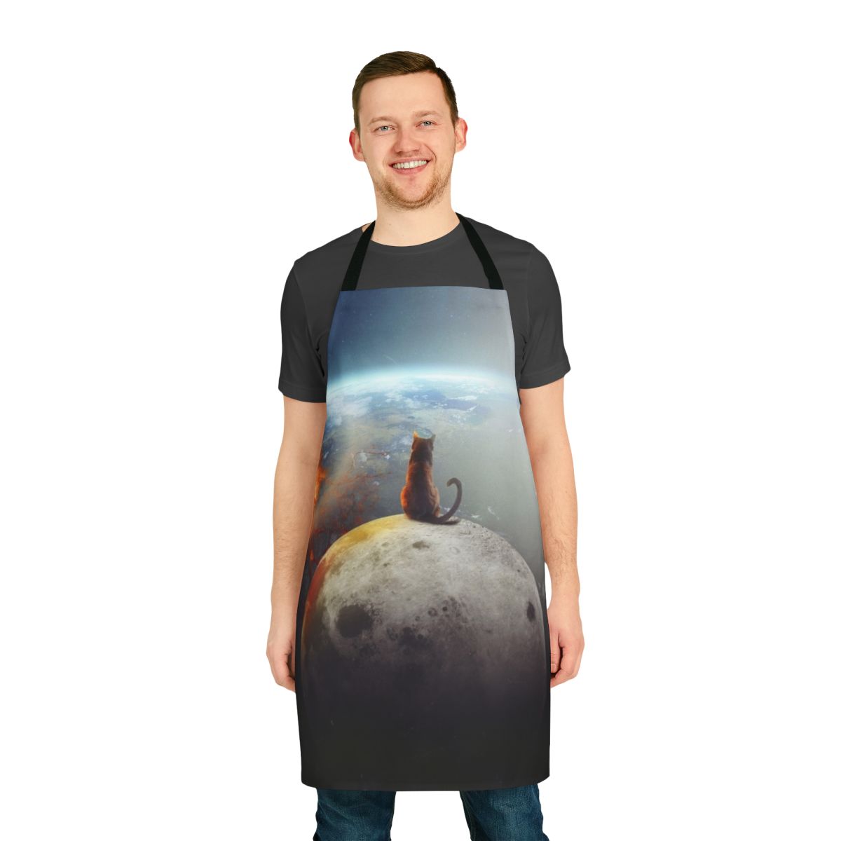 Artistic cat photomanipulation design on a high-quality vintage-style apron