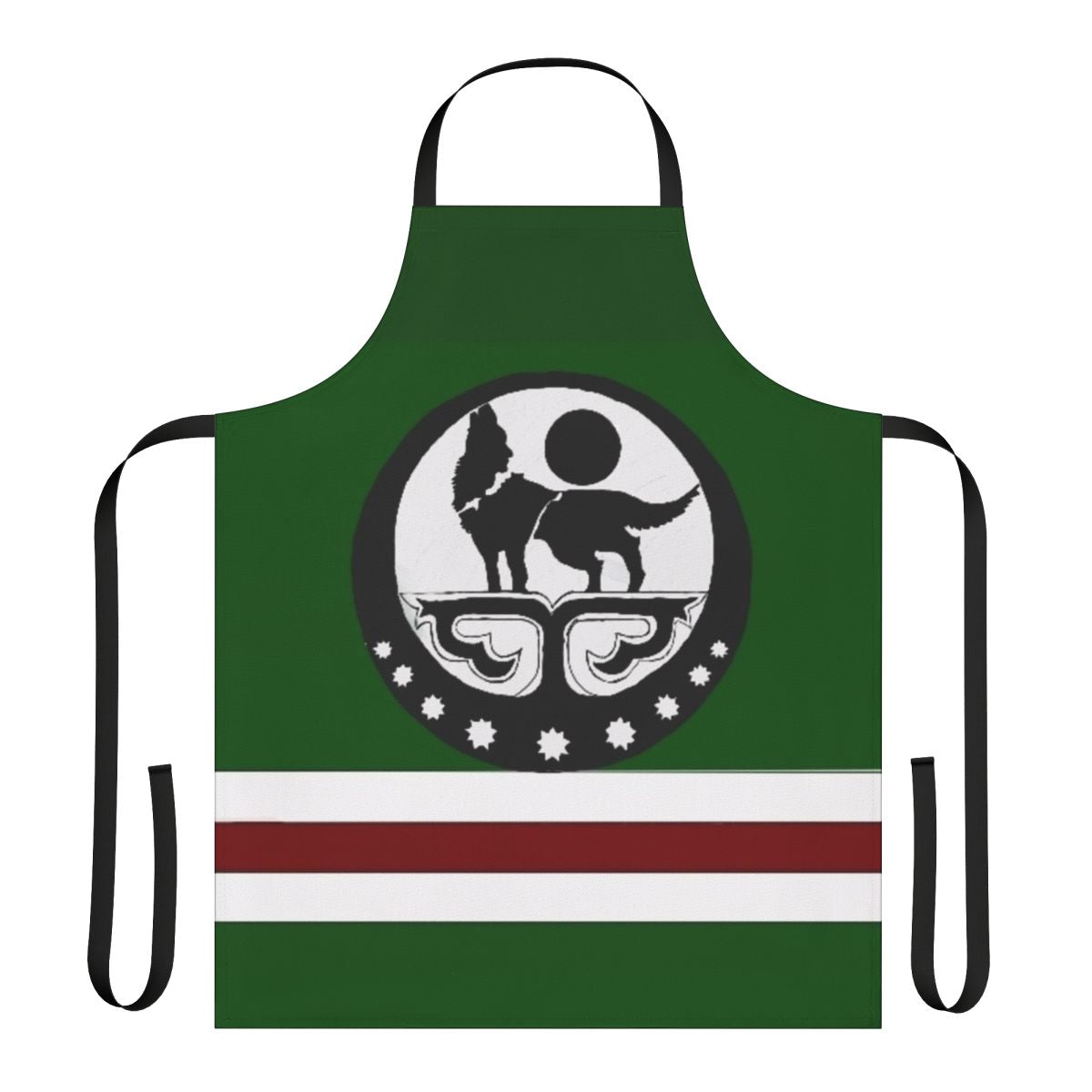 Chechnyan flag themed apron with wolf and crescent moon design