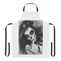 Chicano-style apron featuring a bold, tattoo-inspired design with skulls and other Mexican cultural elements