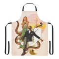 Collage art apron featuring a surreal, retro-inspired fantasy design