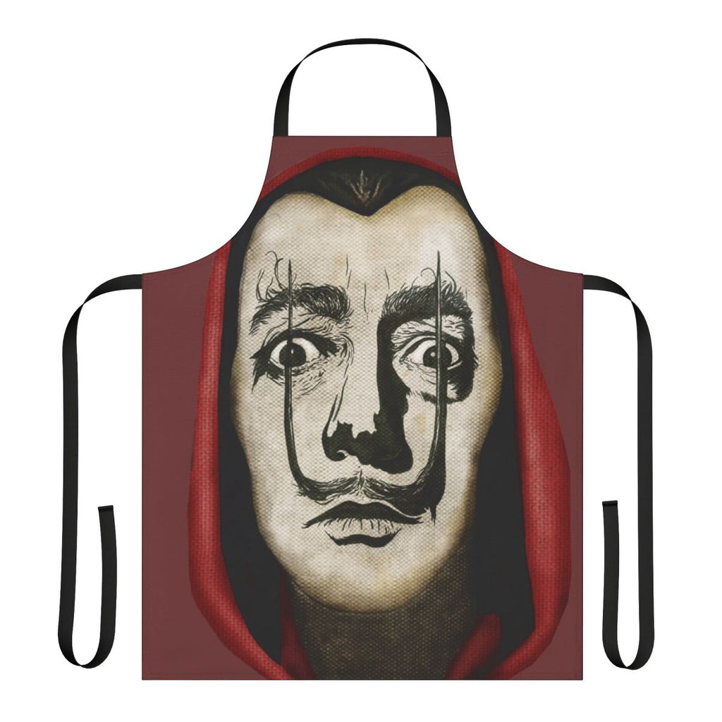 Dali-inspired apron featuring the iconic mustache and portrait from the popular Netflix series Money Heist (La Casa de Papel)