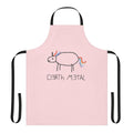 A vibrant, whimsical apron featuring a death metal unicorn design, perfect for creative kids.