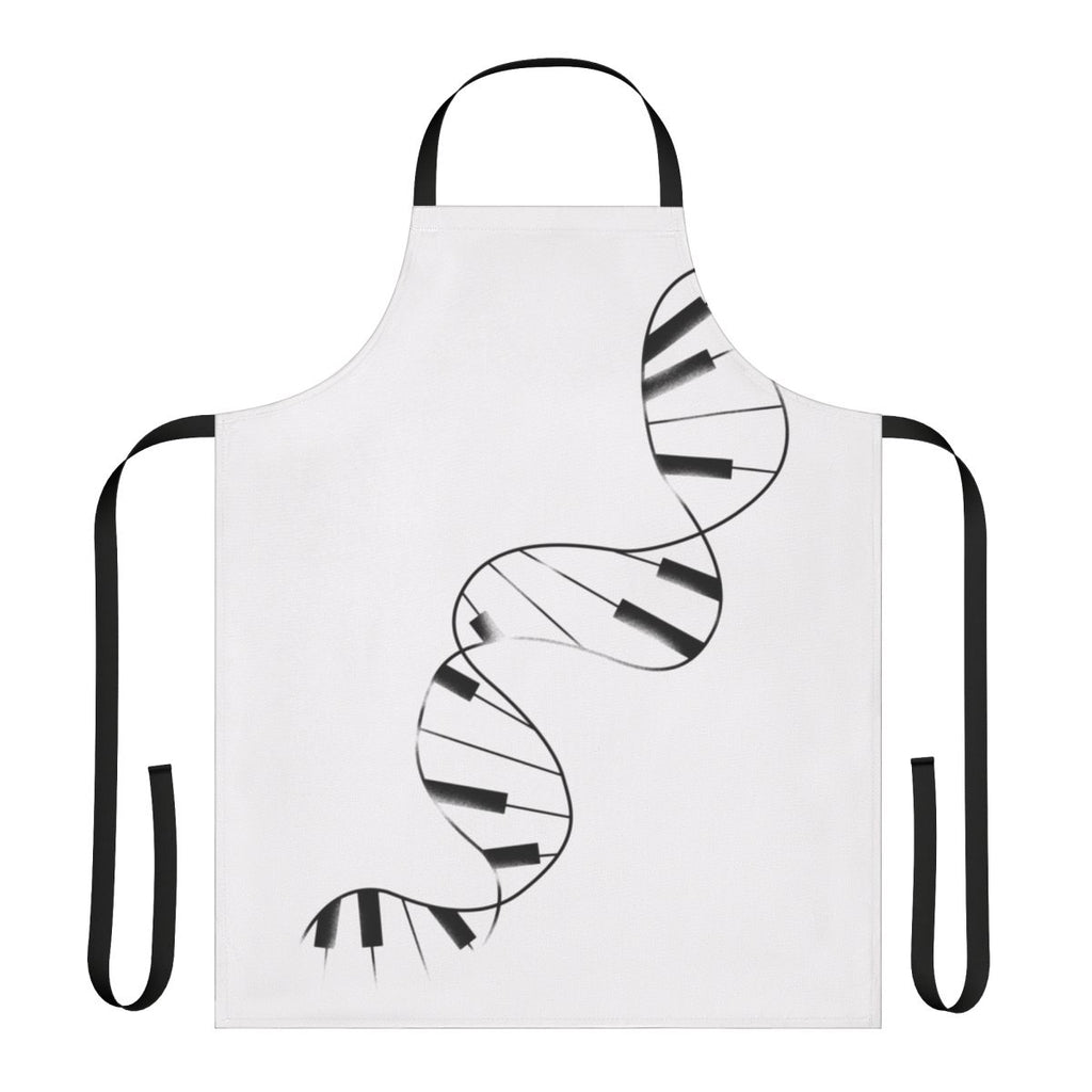 Stylish DNA-patterned apron with musical notes, perfect for pianists, musicians, and science enthusiasts