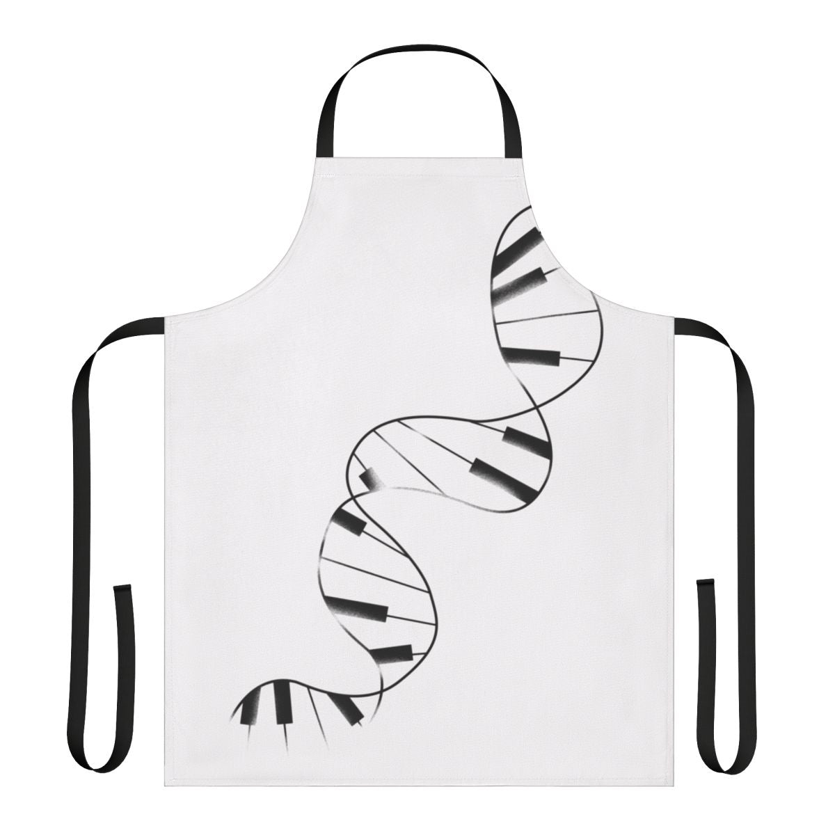 Stylish DNA-patterned apron with musical notes, perfect for pianists, musicians, and science enthusiasts
