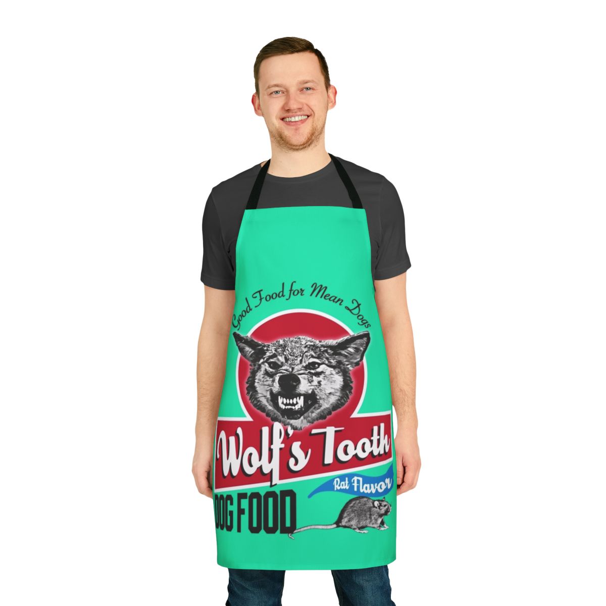 Wolf Tooth dog food-themed apron