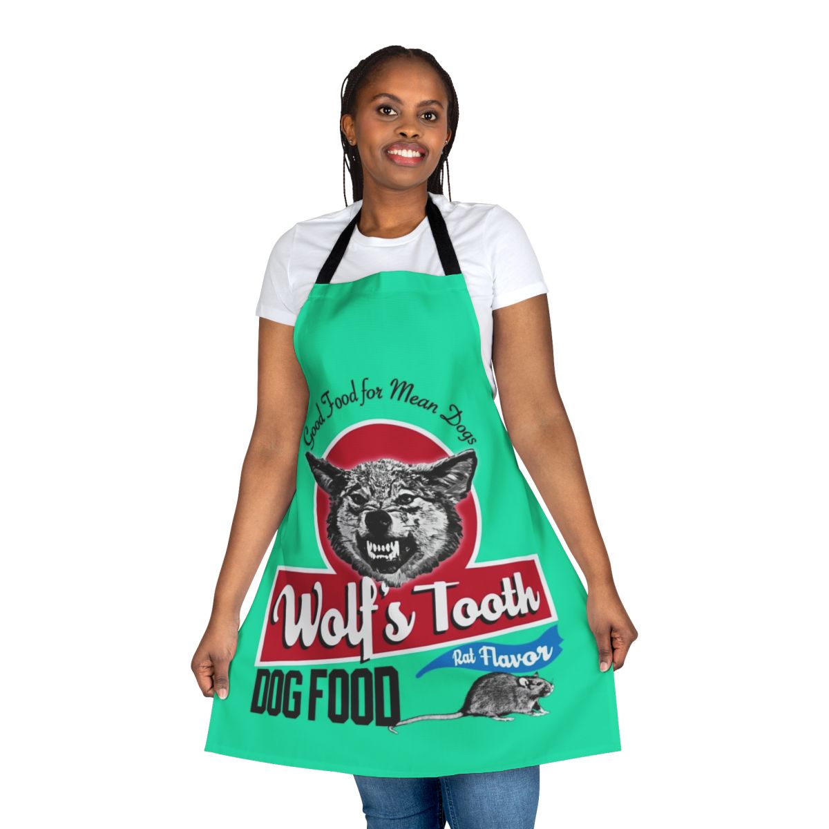Wolf Tooth dog food-themed apron