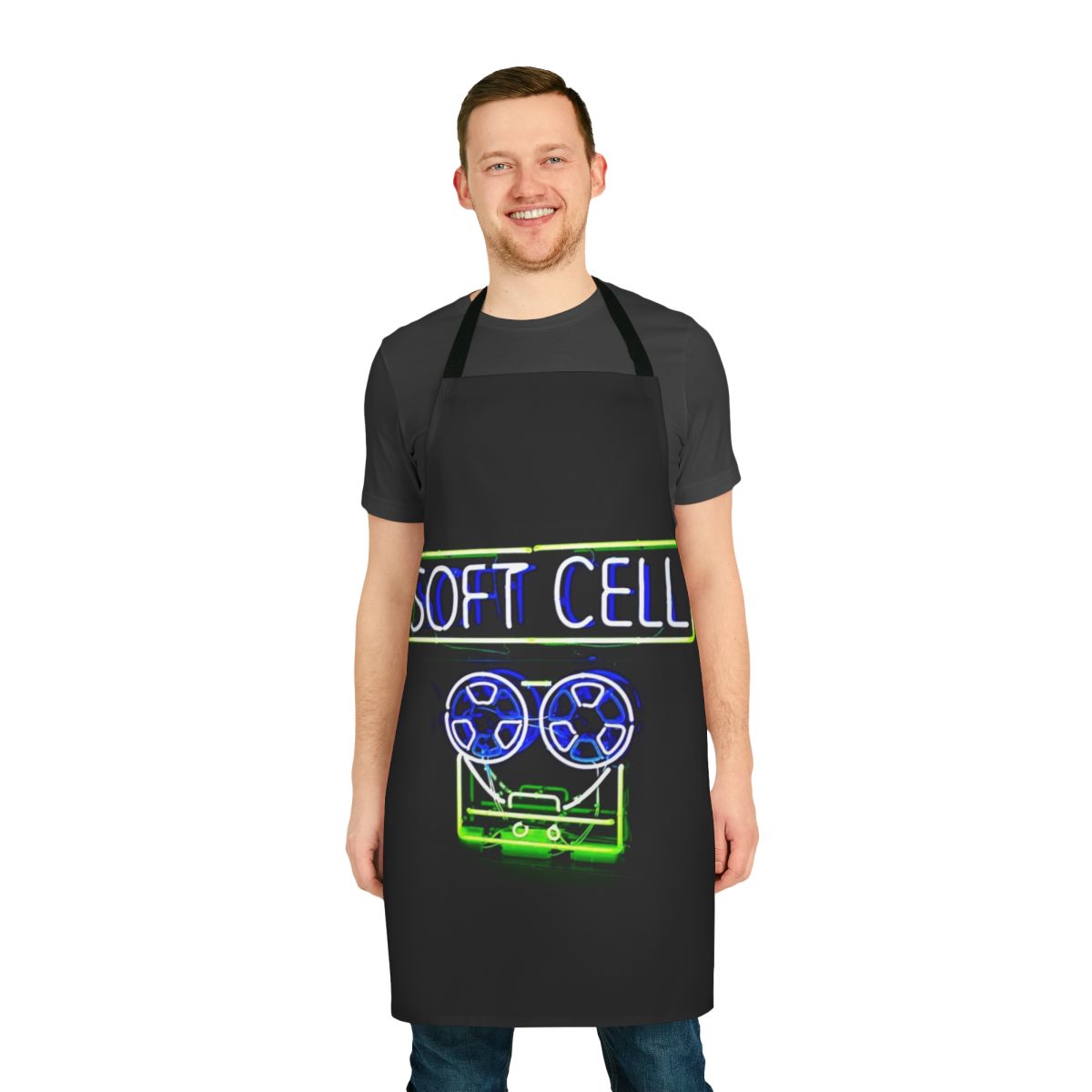Soft Cell inspired electro music themed apron with original legends design