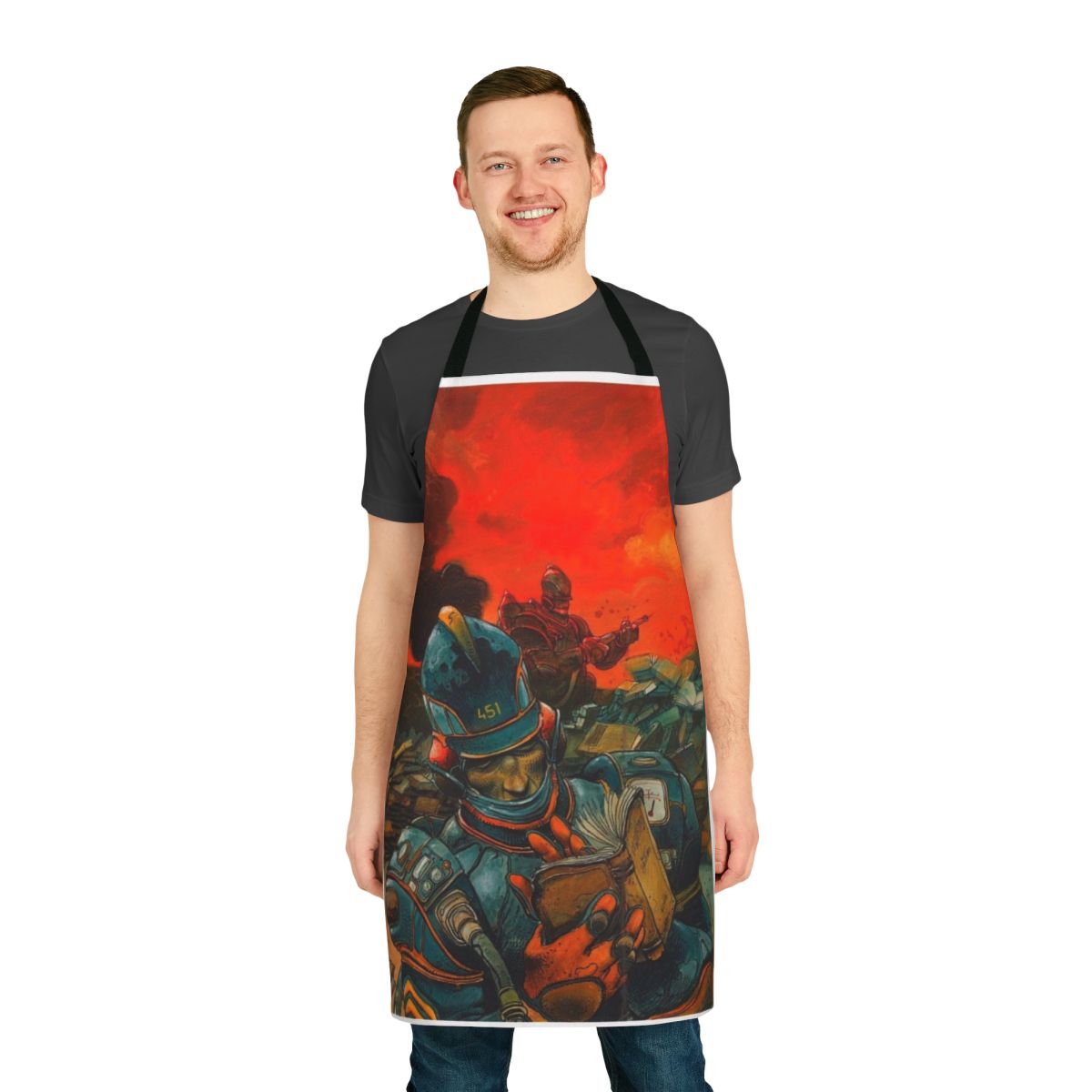 Enki Bilal-inspired French art apron featuring creative and artistic design