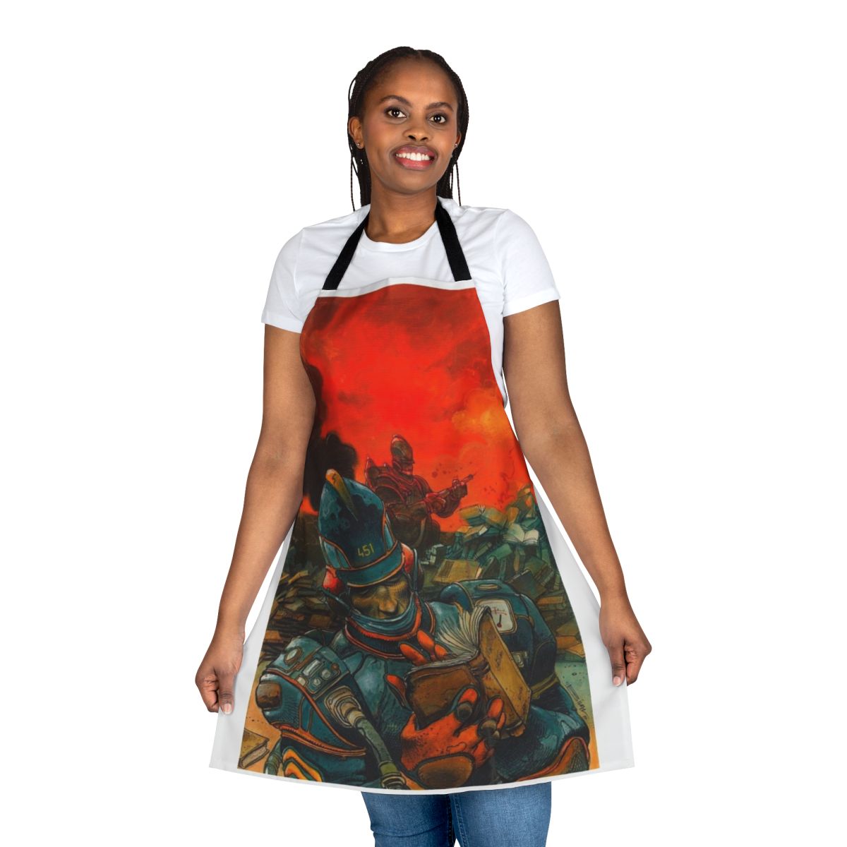 Enki Bilal-inspired French art apron featuring creative and artistic design