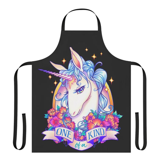 Whimsical apron featuring a hand-drawn unicorn design
