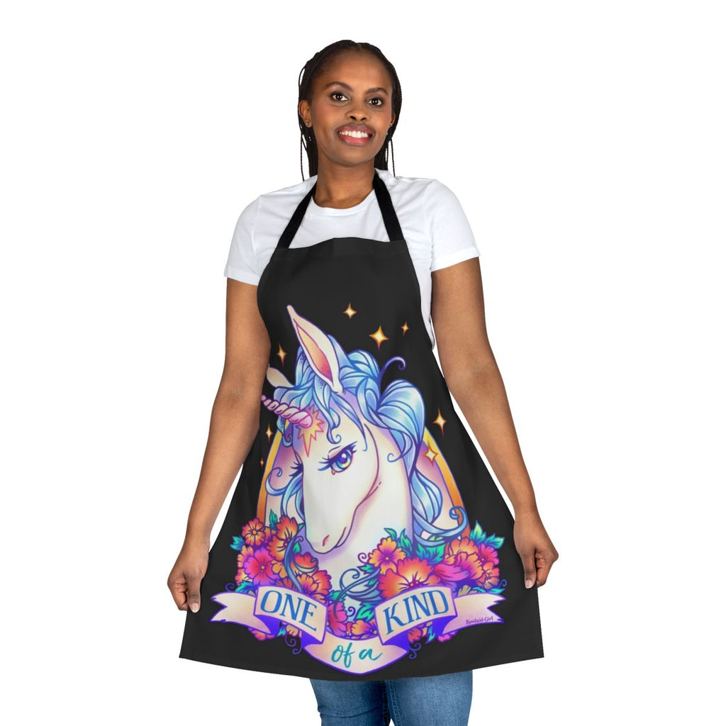 Whimsical apron featuring a hand-drawn unicorn design