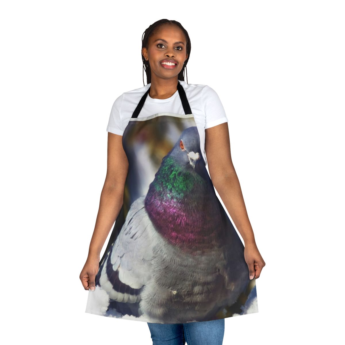 Feral pigeon themed apron for home cooking and dining