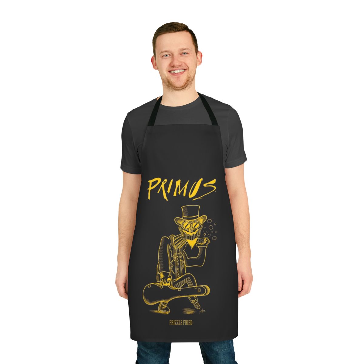 Frizzle Fried Cheese Ink Apron featuring a stylized design for music lovers