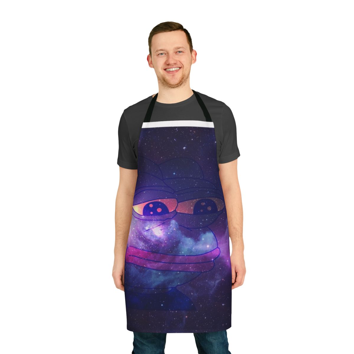Galaxy-themed Pepe the Frog apron, a rare meme design