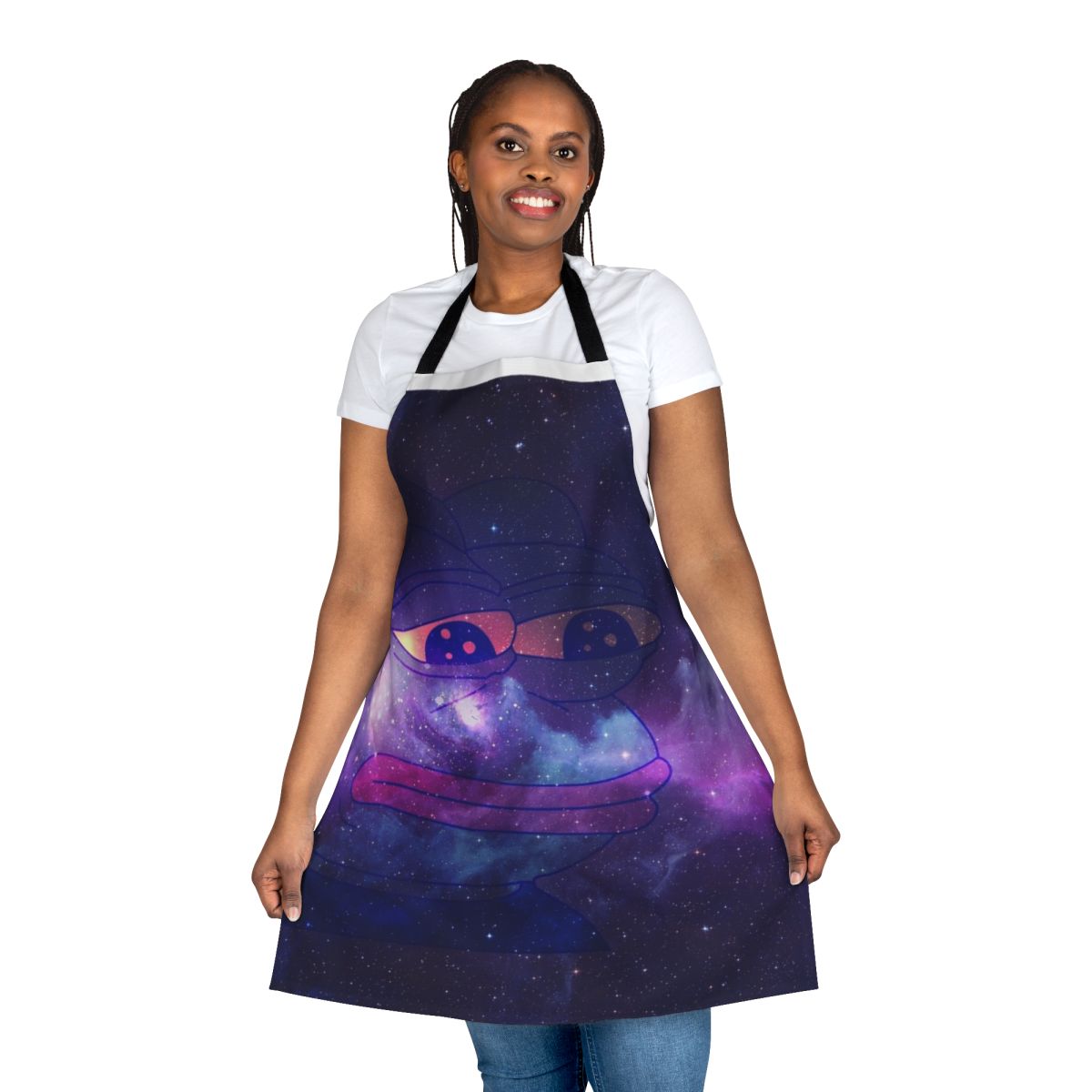 Galaxy-themed Pepe the Frog apron, a rare meme design