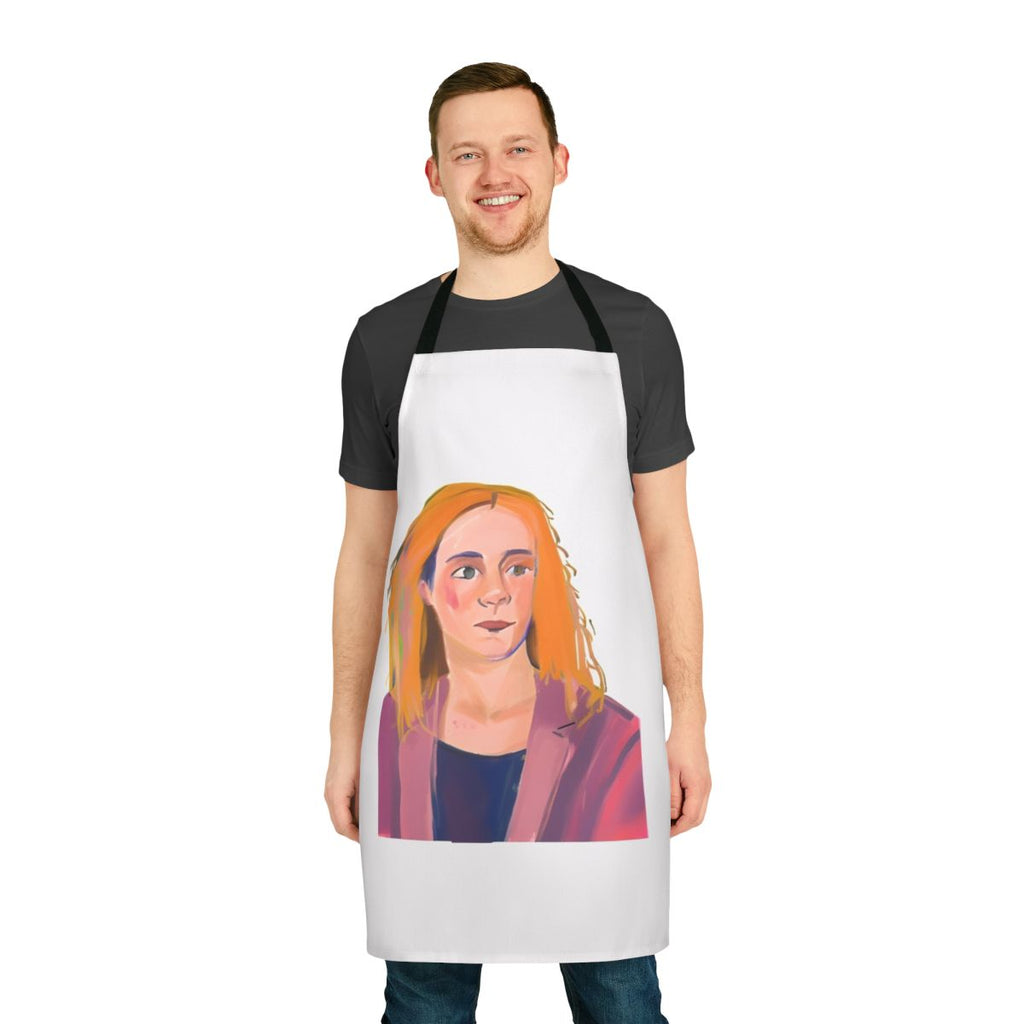 A custom apron featuring an illustration of Darcy Olsson from the popular Netflix series Heartstopper.