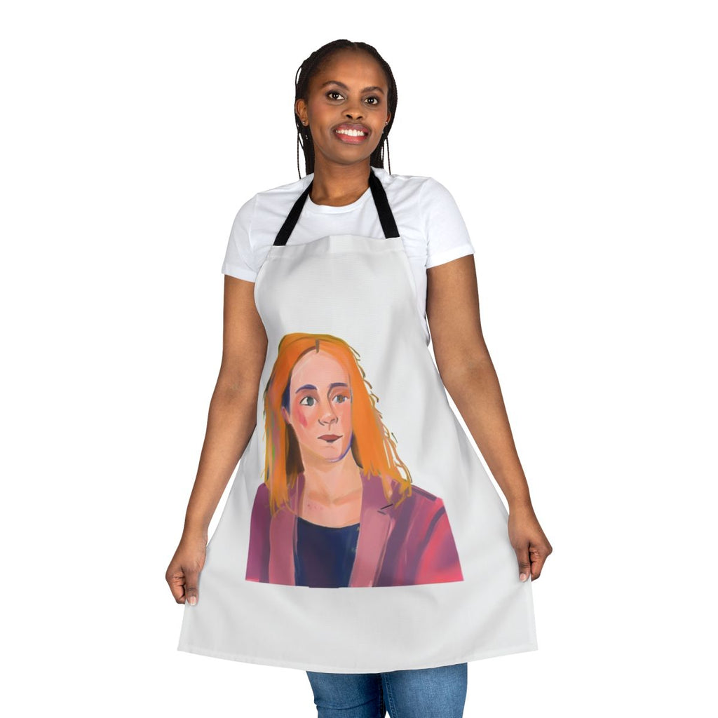A custom apron featuring an illustration of Darcy Olsson from the popular Netflix series Heartstopper.
