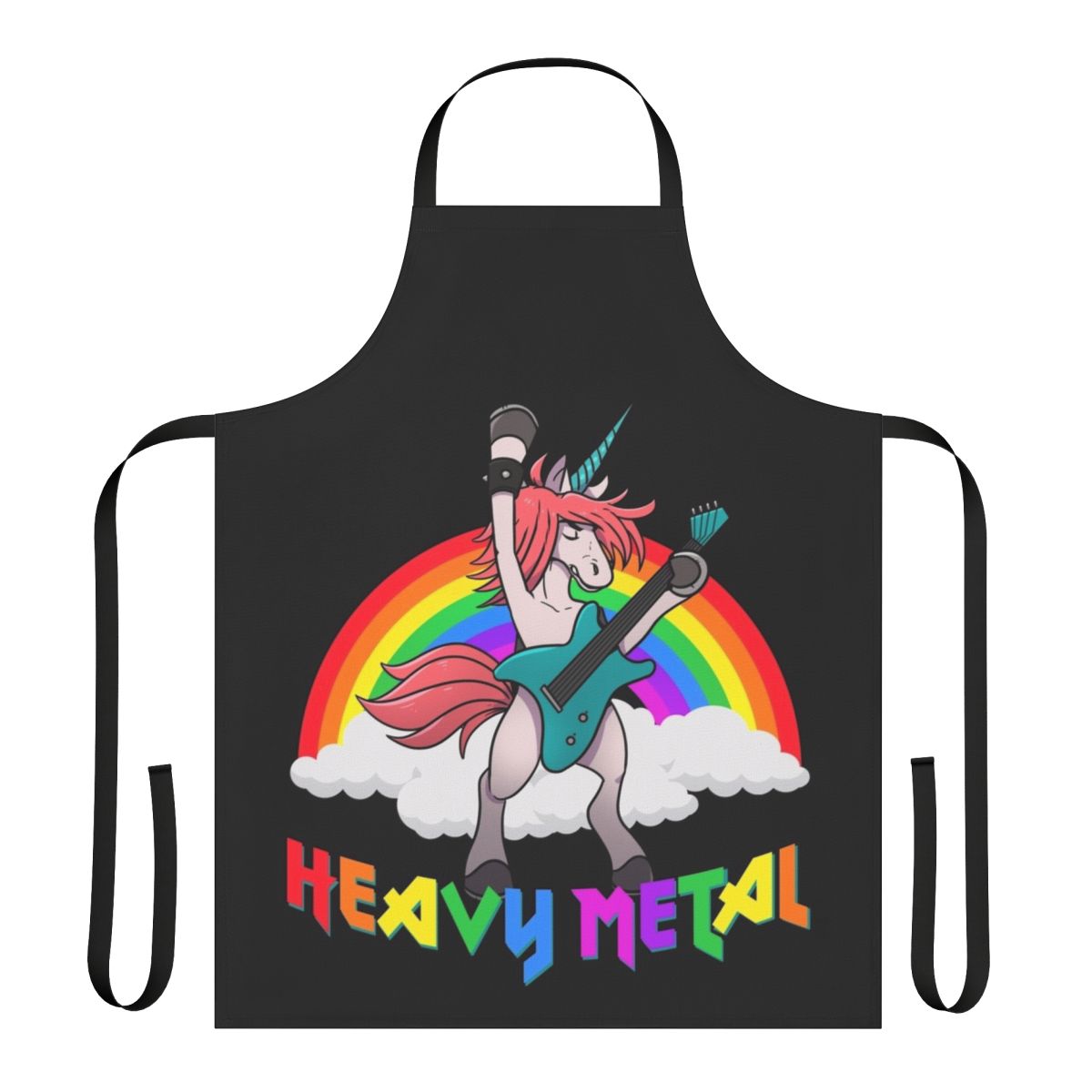 Stylish heavy metal unicorn music guitar apron for music fans