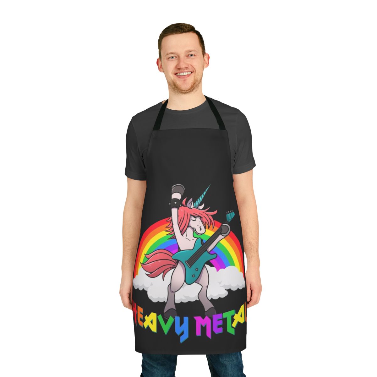 Stylish heavy metal unicorn music guitar apron for music fans