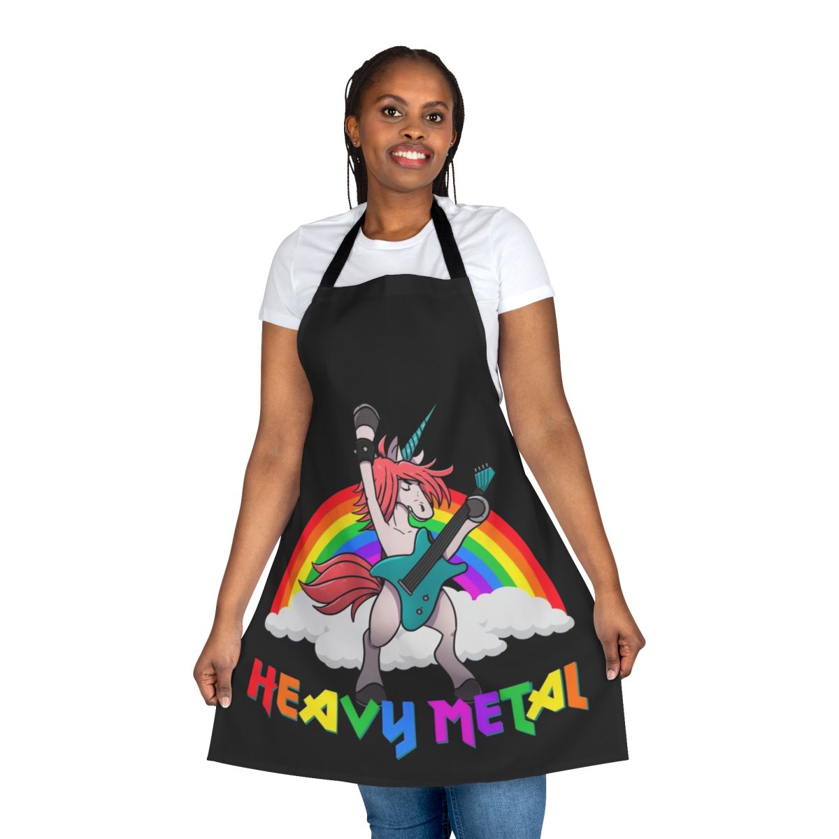 Stylish heavy metal unicorn music guitar apron for music fans