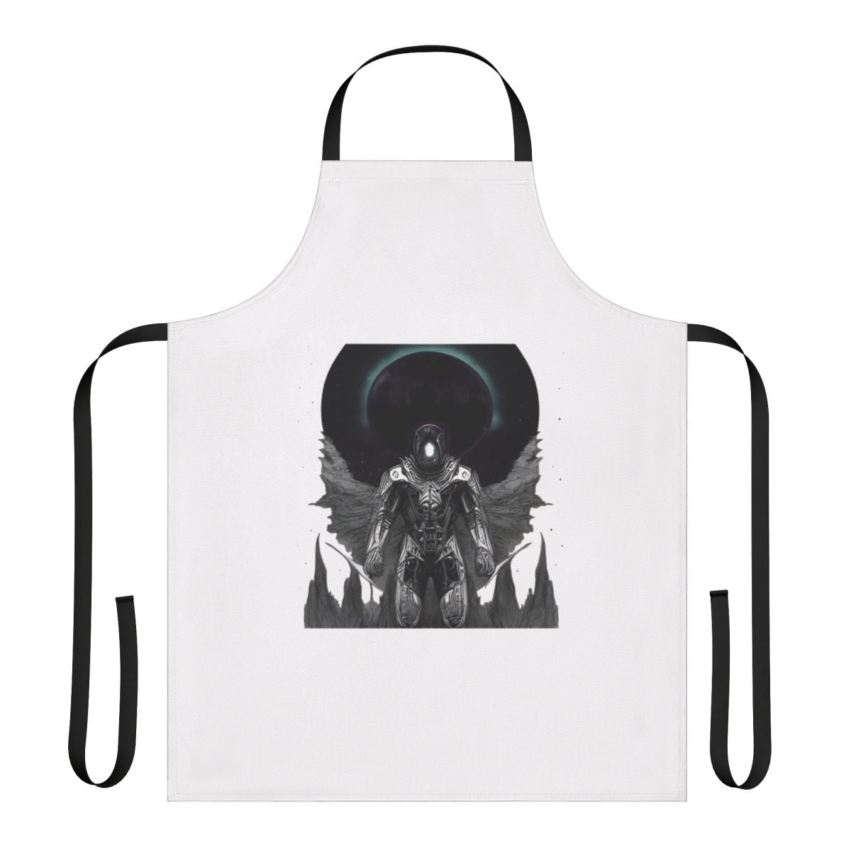 Horror-inspired apron with sci-fi and gothic elements