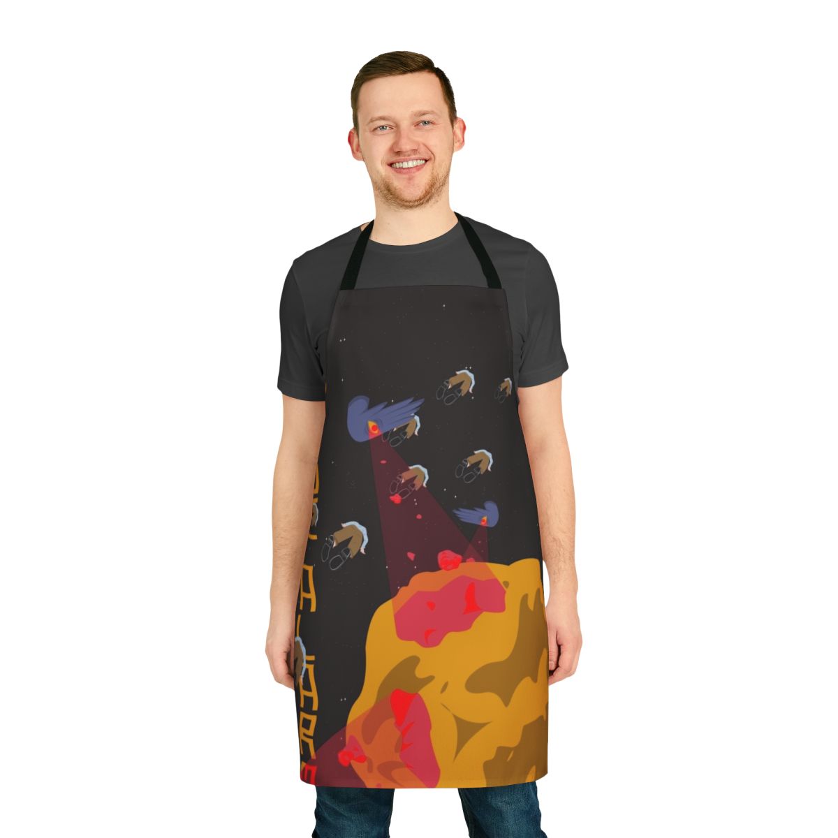 Vibrant and stylish apron featuring creative fan art inspired by the indie band Two Door Cinema Club