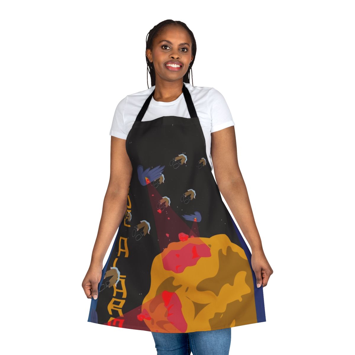 Vibrant and stylish apron featuring creative fan art inspired by the indie band Two Door Cinema Club
