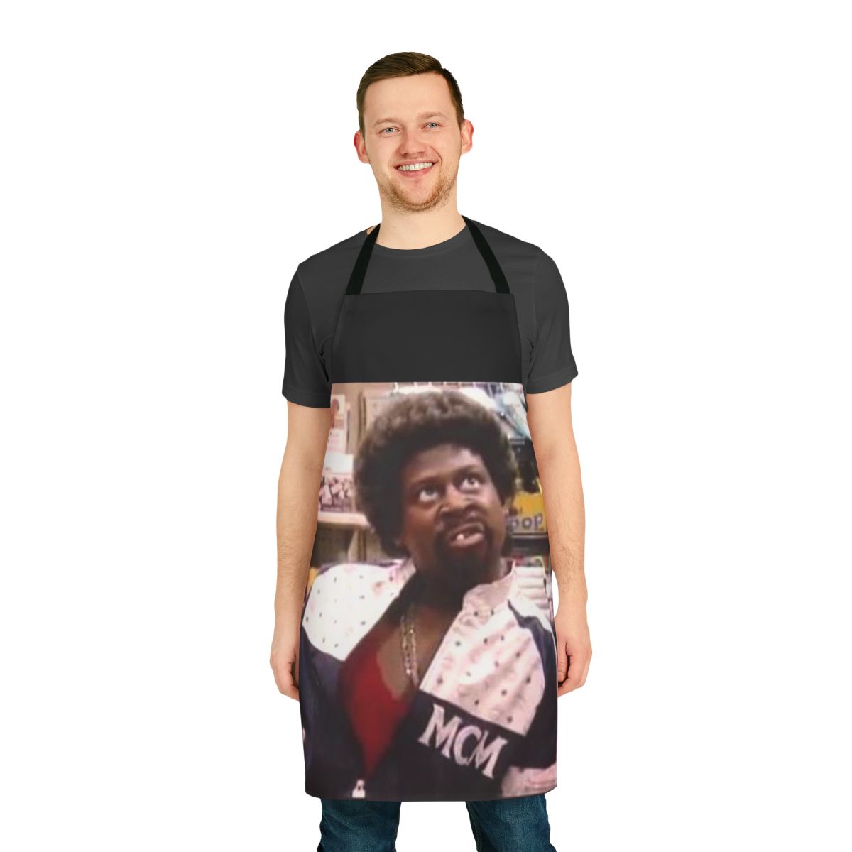 Photograph of a high-quality apron featuring a Jerome Martin-inspired design
