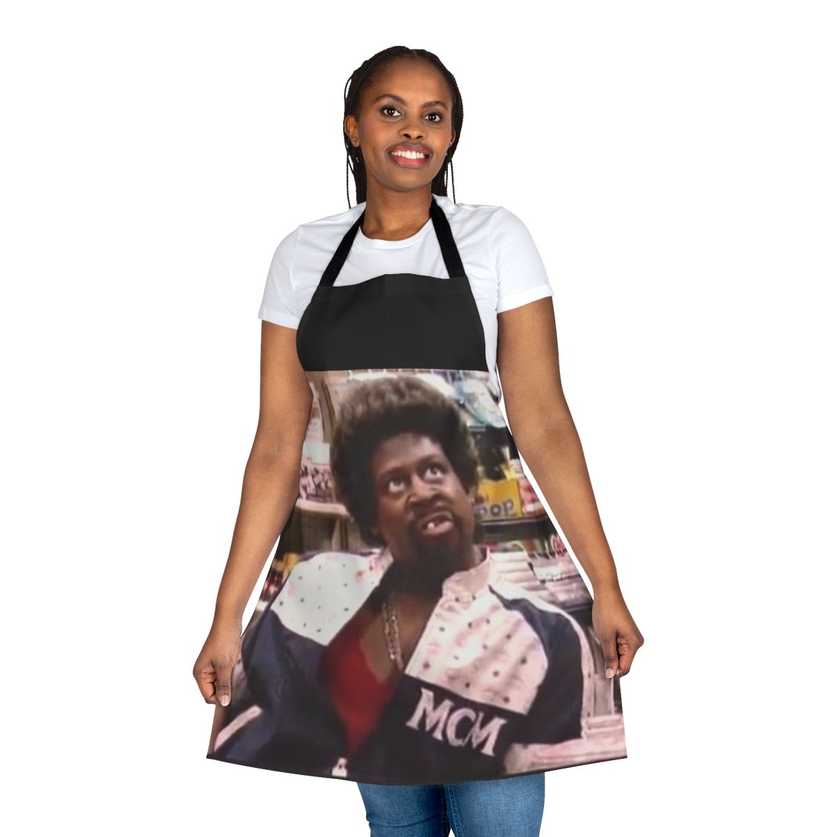 Photograph of a high-quality apron featuring a Jerome Martin-inspired design