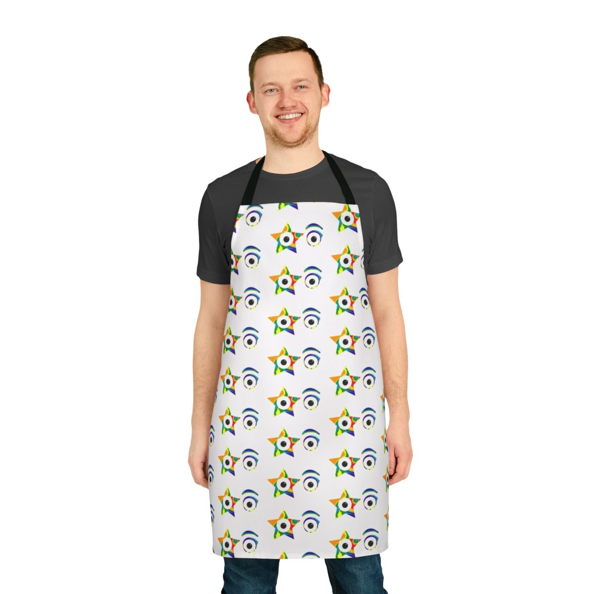 Tie dye apron featuring the iconic Kiss the Band The Starchild design