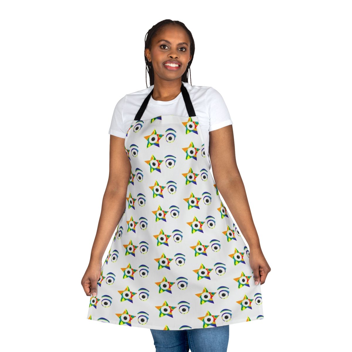 Tie dye apron featuring the iconic Kiss the Band The Starchild design