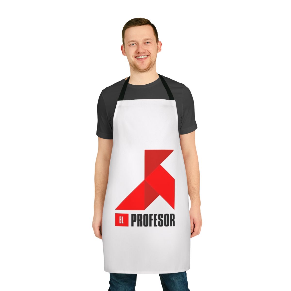 Money Heist inspired apron featuring The Professor character