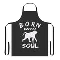 A high-quality apron featuring a playful "Born with Monkey Soul" design, perfect for cooking, crafting, or any messy hobby.