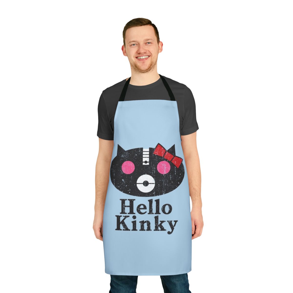 Music-inspired apron with band-themed design