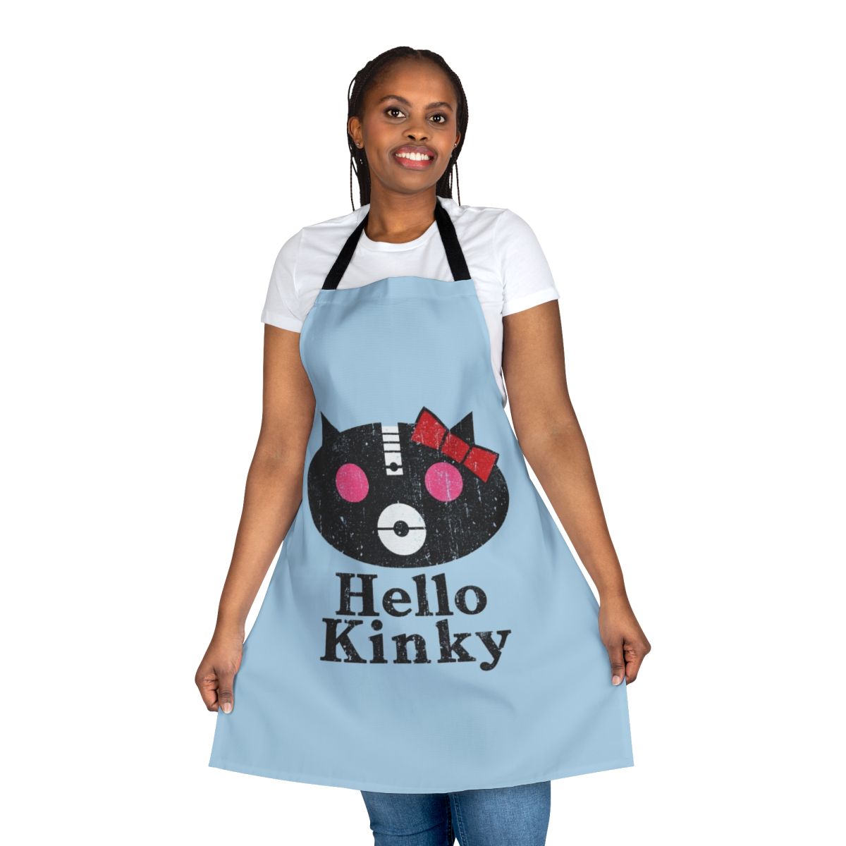 Music-inspired apron with band-themed design