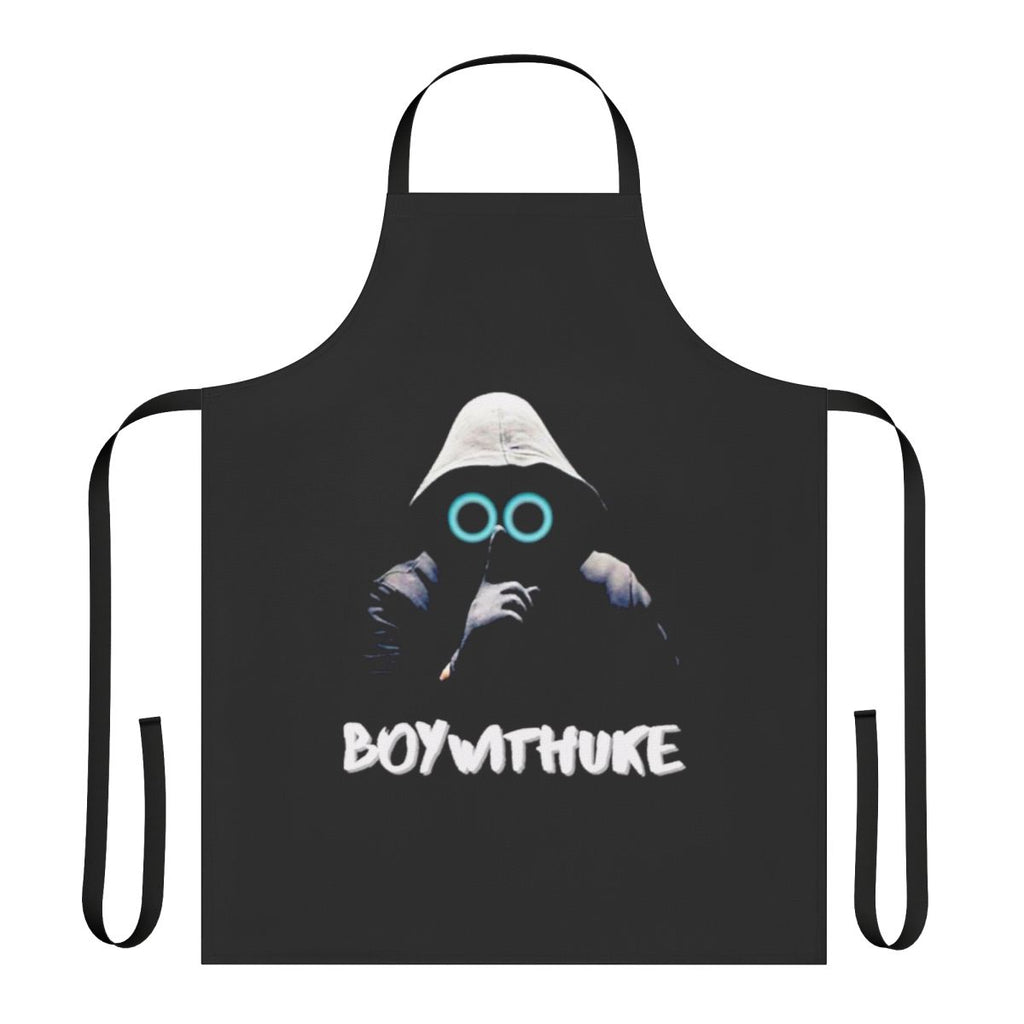 Apron featuring the design of a "boy with uke" character, perfect for fans of the musician boywithuke and anime enthusiasts.