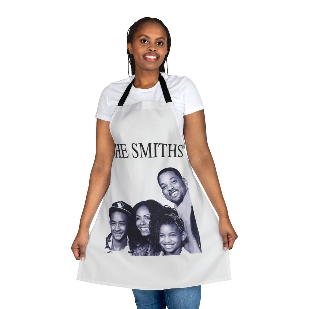 A playful apron featuring a parody design inspired by the artist Will Smith