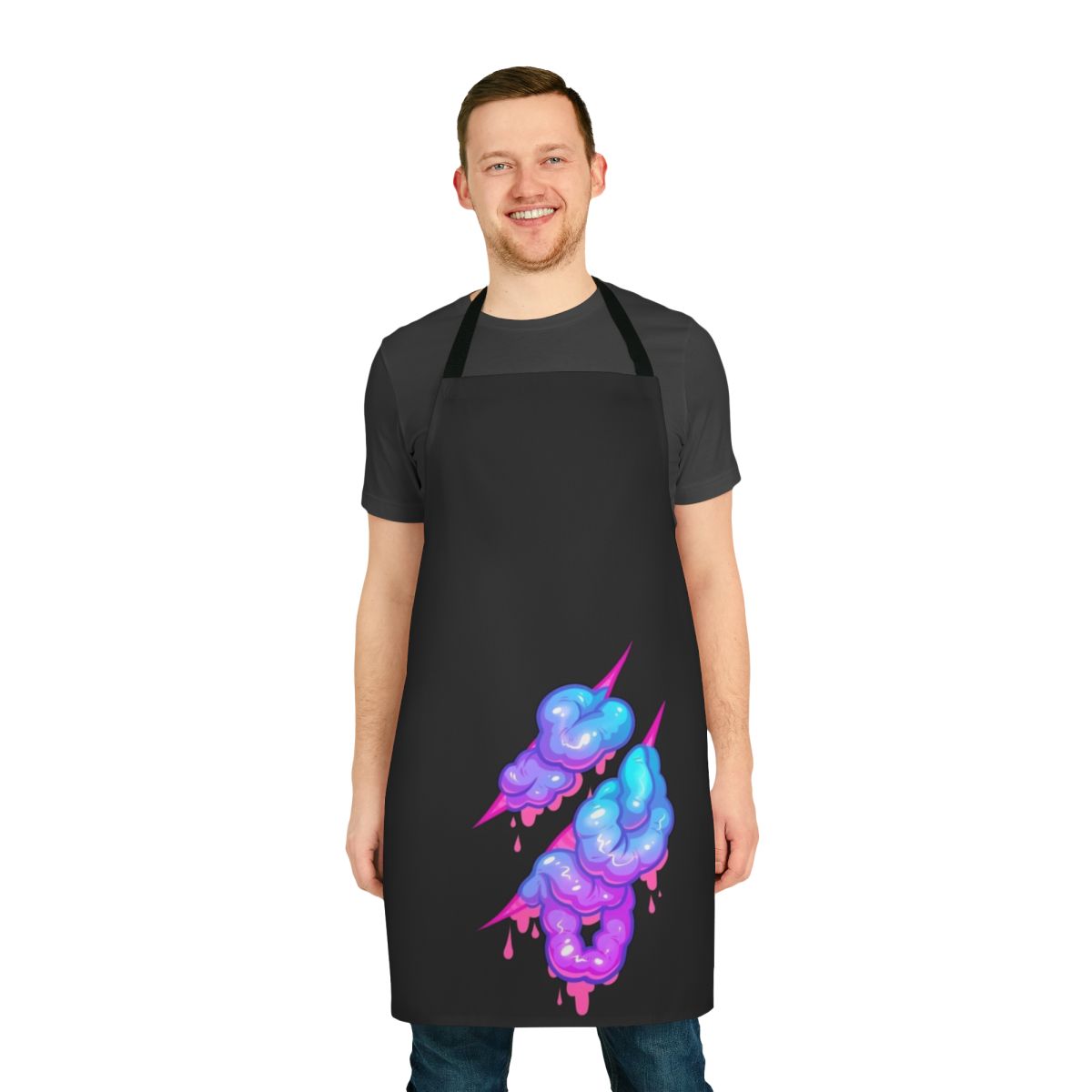 Pastel goth style apron with guts, slime, and candy gore design