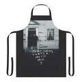 A stylish and unique apron featuring a religious-inspired design with trendy aesthetic elements.