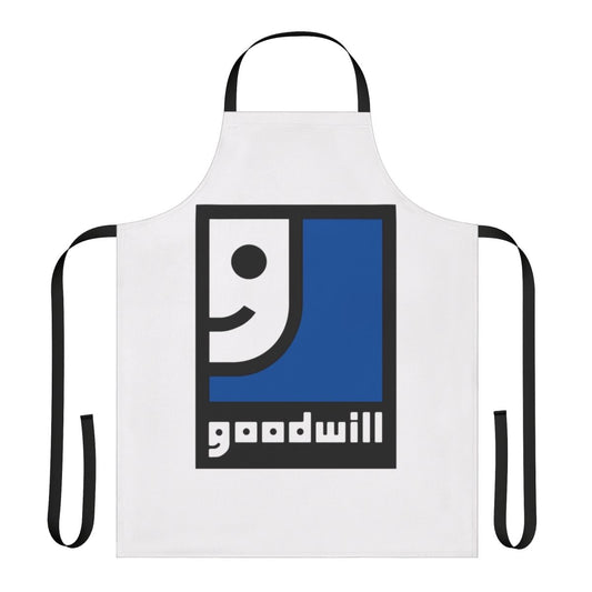 Secondhand apron featuring the Goodwill logo, available for purchase