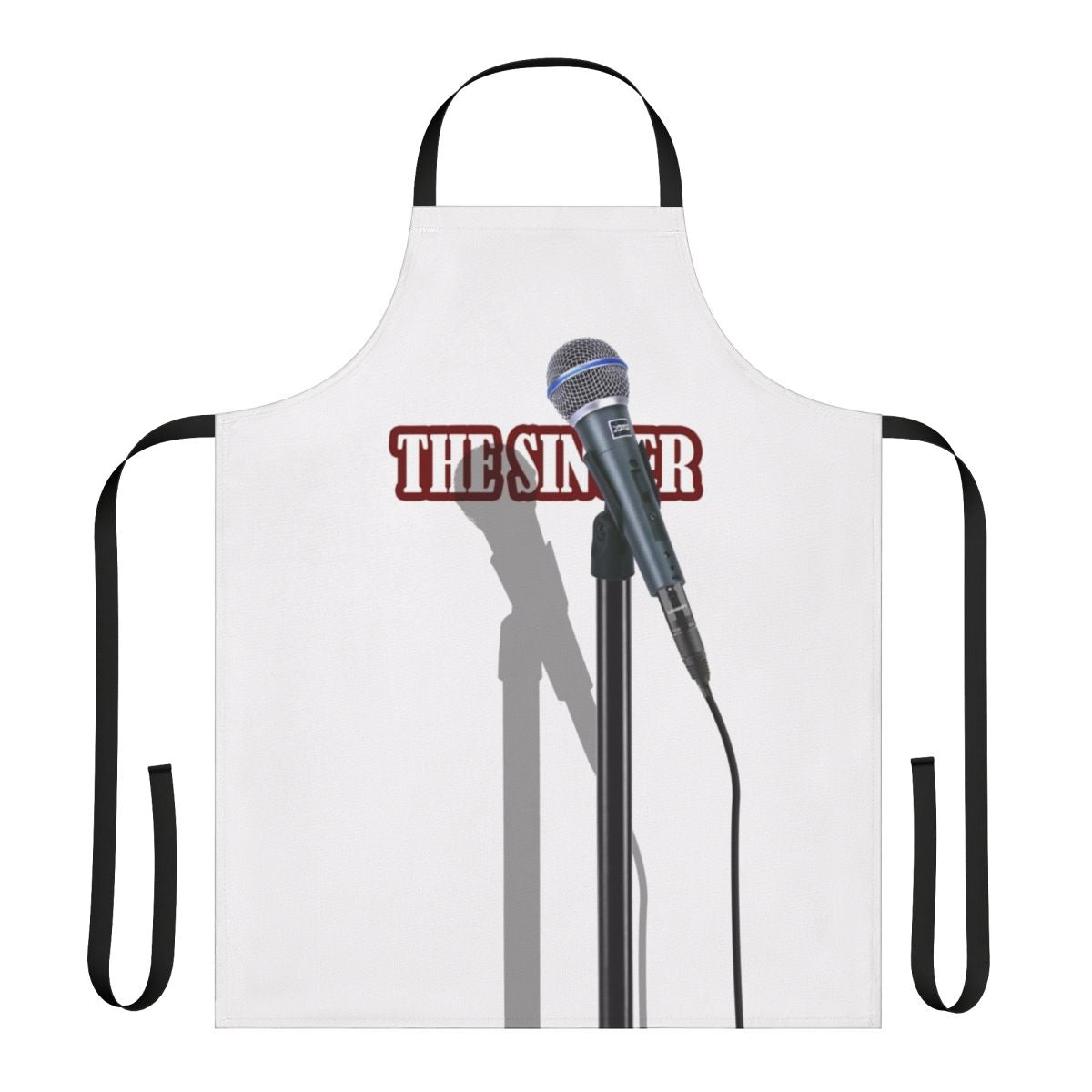 A unique and stylish apron featuring a microphone design, perfect for singers, musicians, and audio technicians.