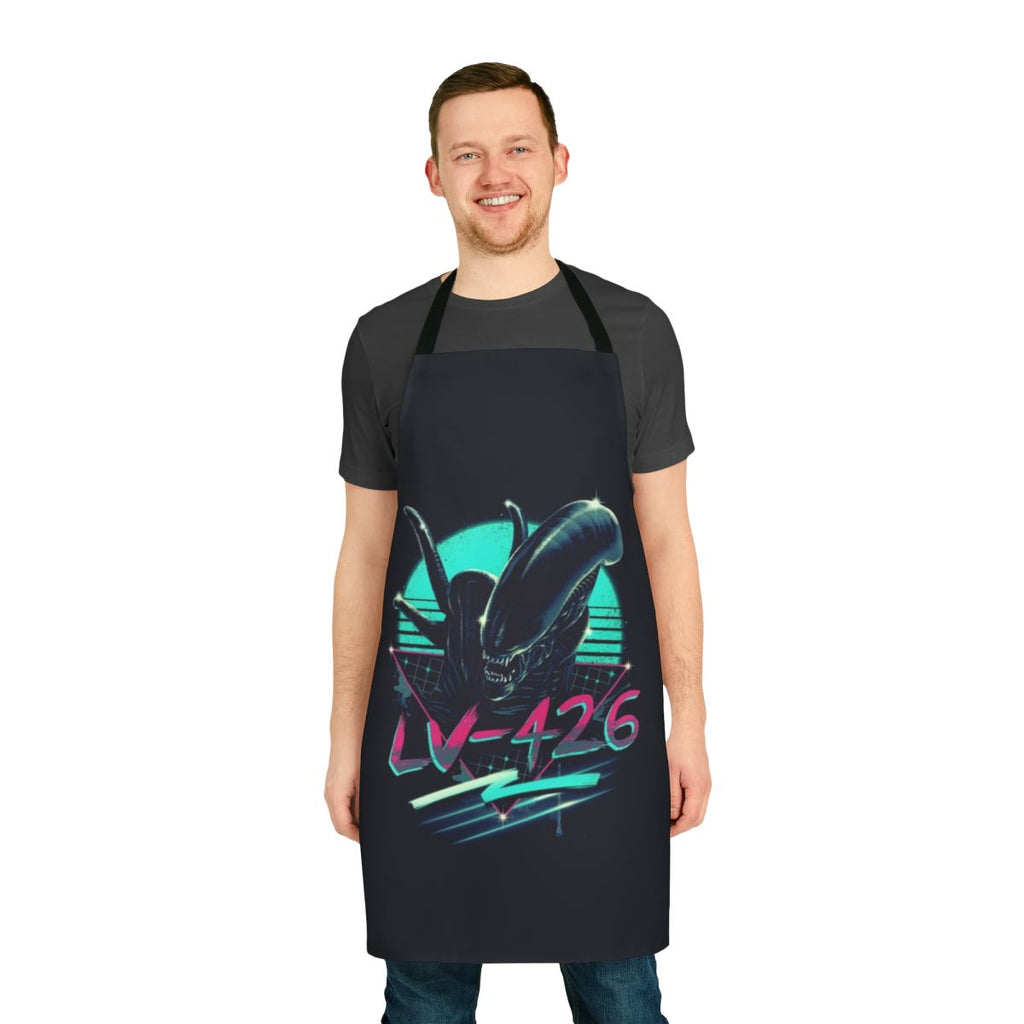 Illustration of a space alien xenomorph on an apron