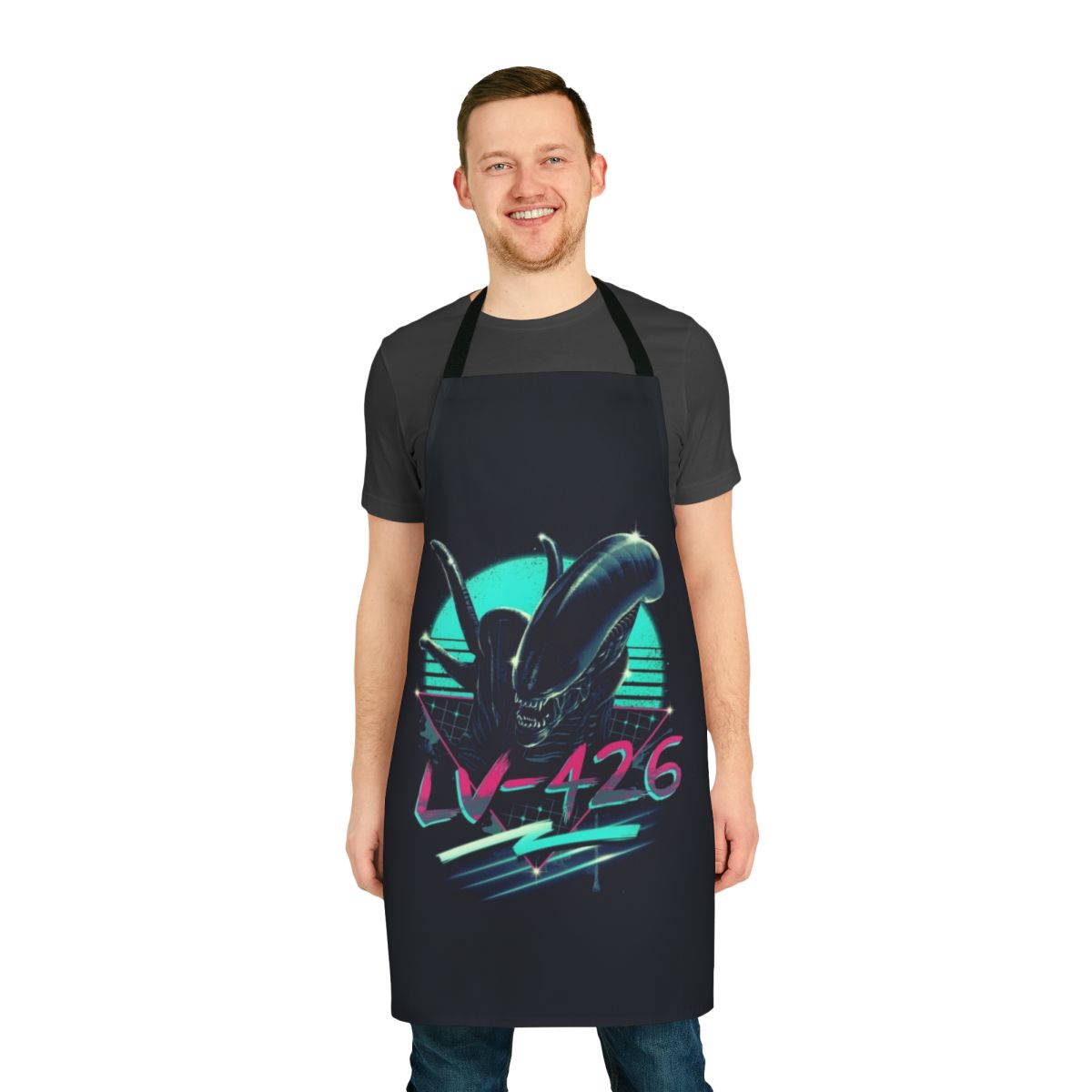 Illustration of a space alien xenomorph on an apron